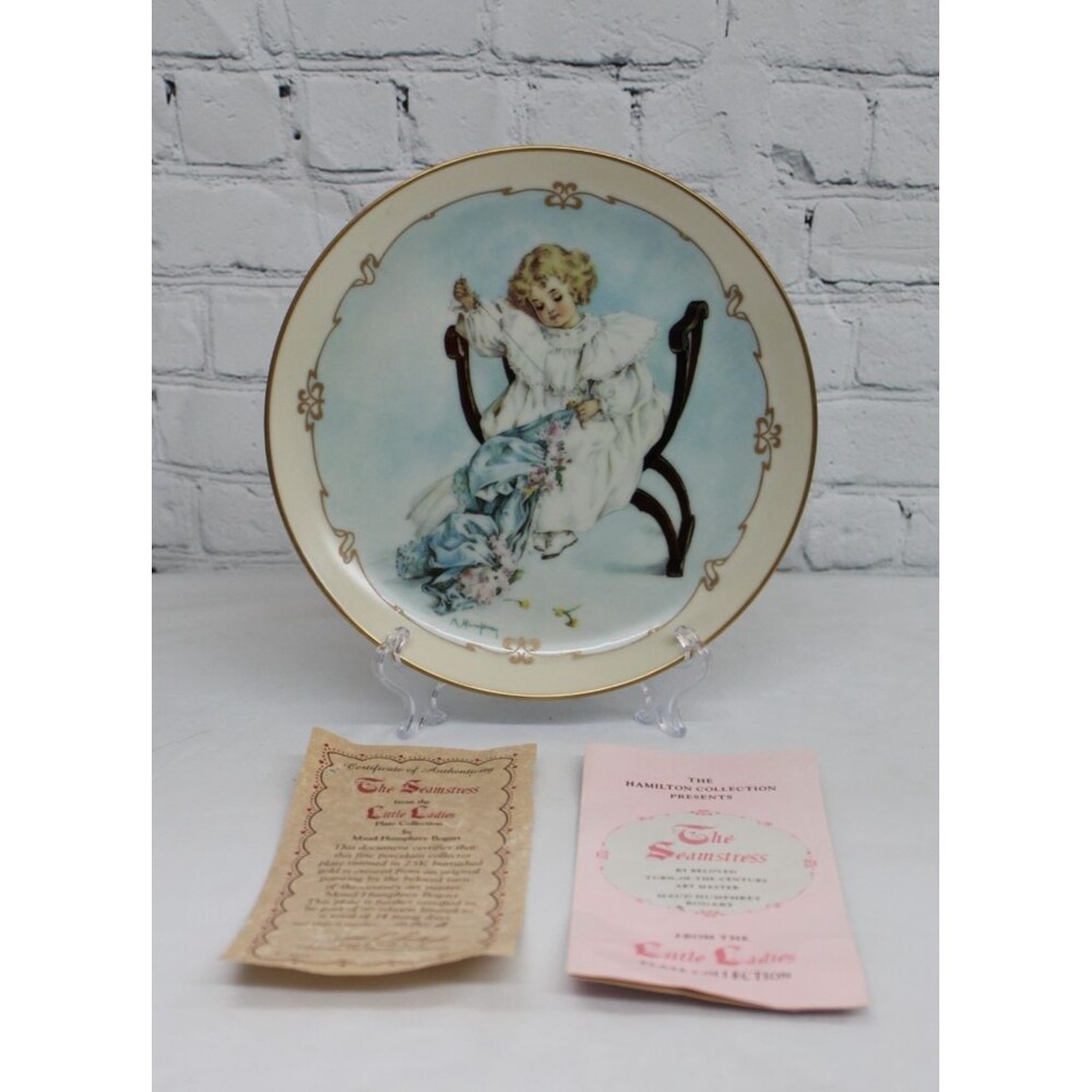 Vtg Hamilton The Seamstress Plate Maud Humphrey Bogart COA Ltd Ed 23K Gold